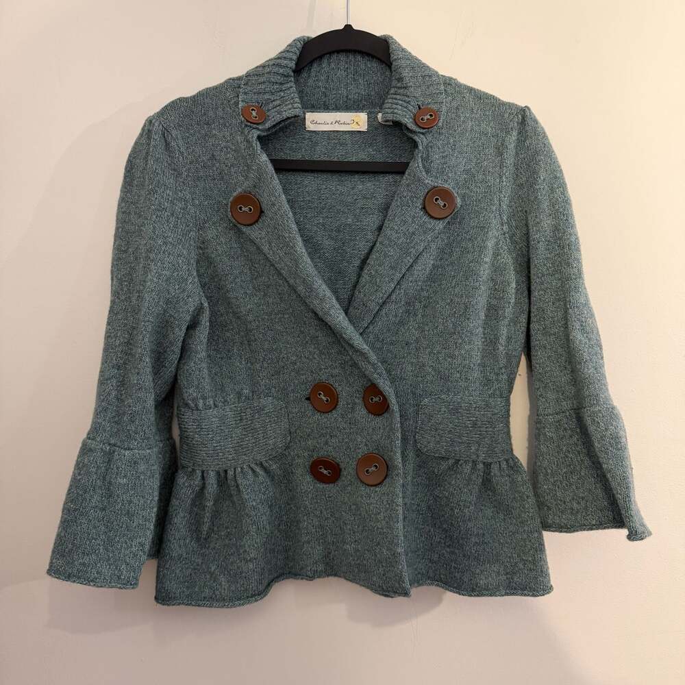 Charlie & Robin Y2K Renaissance Fairy Wool Knit Peplum Jacket Size M
